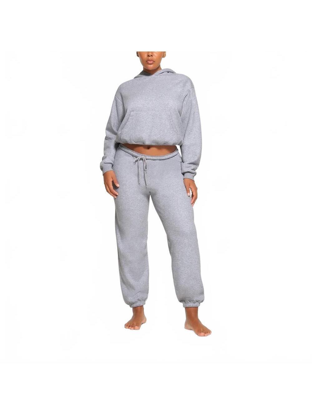 Skims Classic Jogger Cotton Fleece Sweatpants Loungewear Gray Women's Size XS